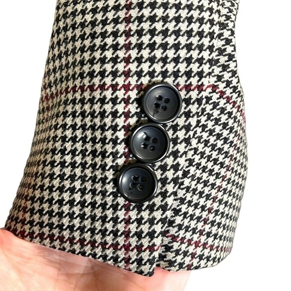 Campo Zanieri Designer Wool Sport Jacket Blazer Size 42R Black White Houndstooth - Picture 6 of 13